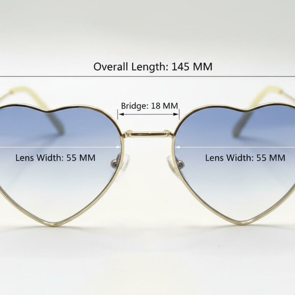 NEW Heartbeat Shape Designer Style Trendy Sunglasses - Blue and Gold - Picture 5 of 5